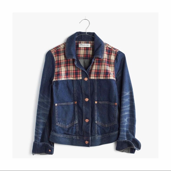 Madewell Plaid Trucker Denim Jean Jacket